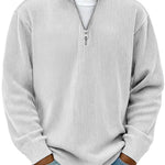 Ribbed Knit Half-Zip Pullover for Men - View 7