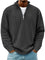 Ribbed Knit Half-Zip Pullover for Men - Black