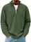 Ribbed Knit Half-Zip Pullover for Men - Military Green
