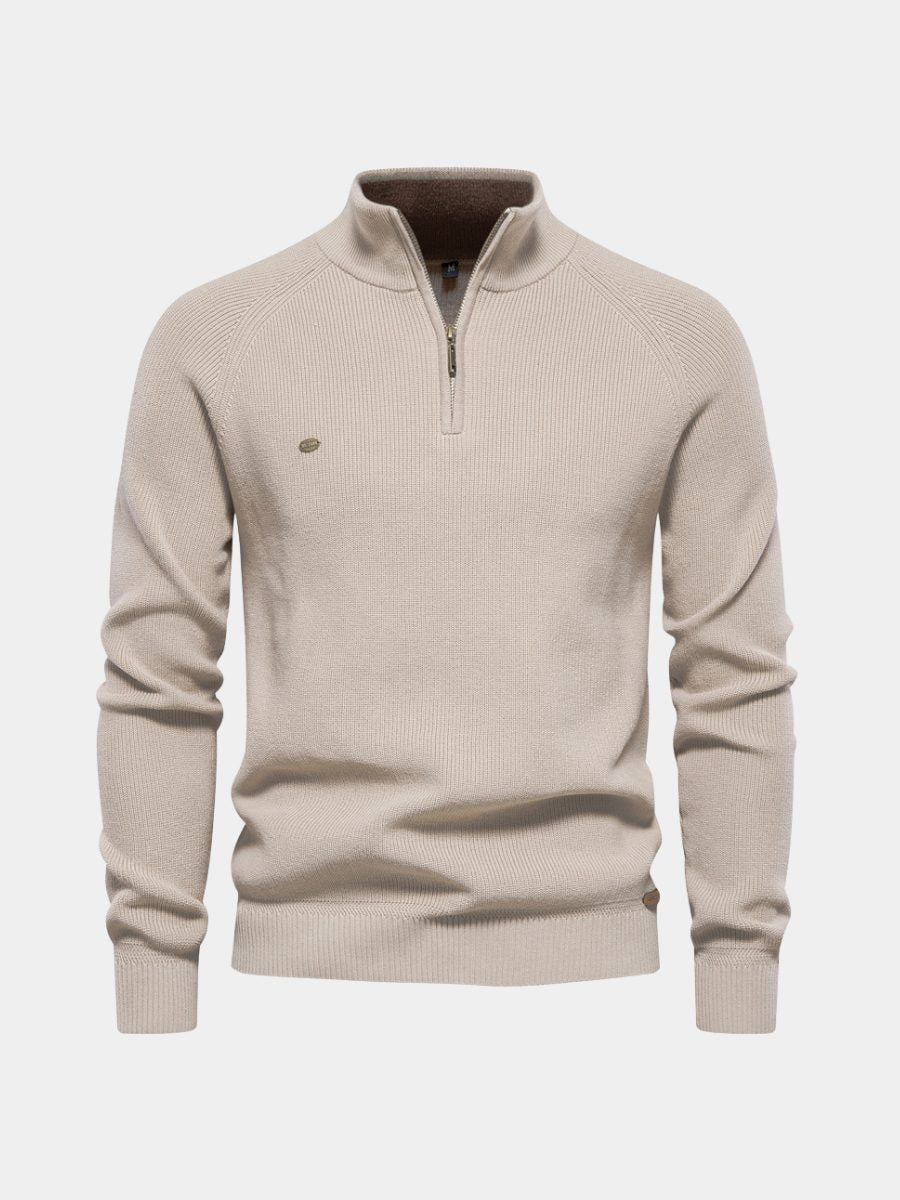 Ribbed Knit Half-Zip Sweater for Men