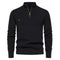 Ribbed Knit Half-Zip Sweater for Men - Black