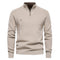 Ribbed Knit Half-Zip Sweater for Men - Beige