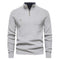 Ribbed Knit Half-Zip Sweater for Men - Gray