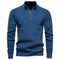 Ribbed Knit Half-Zip Sweater for Men - Blue