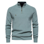Ribbed Knit Half-Zip Sweater for Men - Green