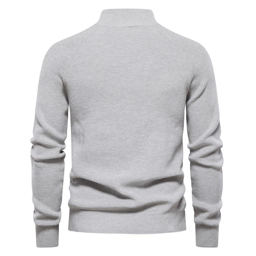 Ribbed Knit Half-Zip Sweater for Men - View 9