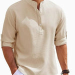 Ribbed Knit Henley Shirt for Men