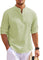 Ribbed Knit Henley Shirt for Men - Hellgrün