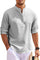 Ribbed Knit Henley Shirt for Men - Hellgrau