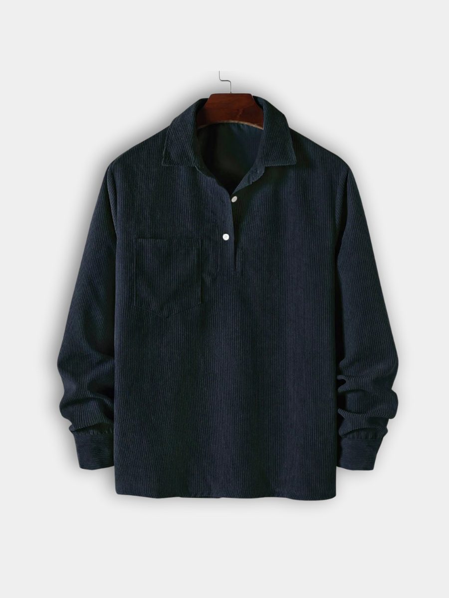 Ribbed Knit Polo Shirt for Men