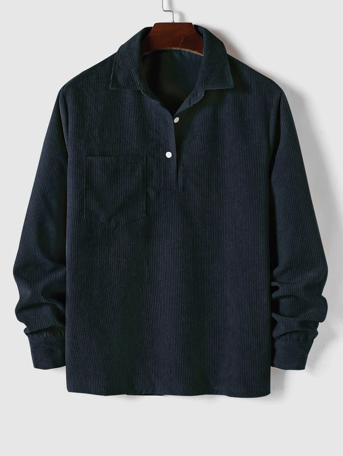 Ribbed Knit Polo Shirt for Men - Blue