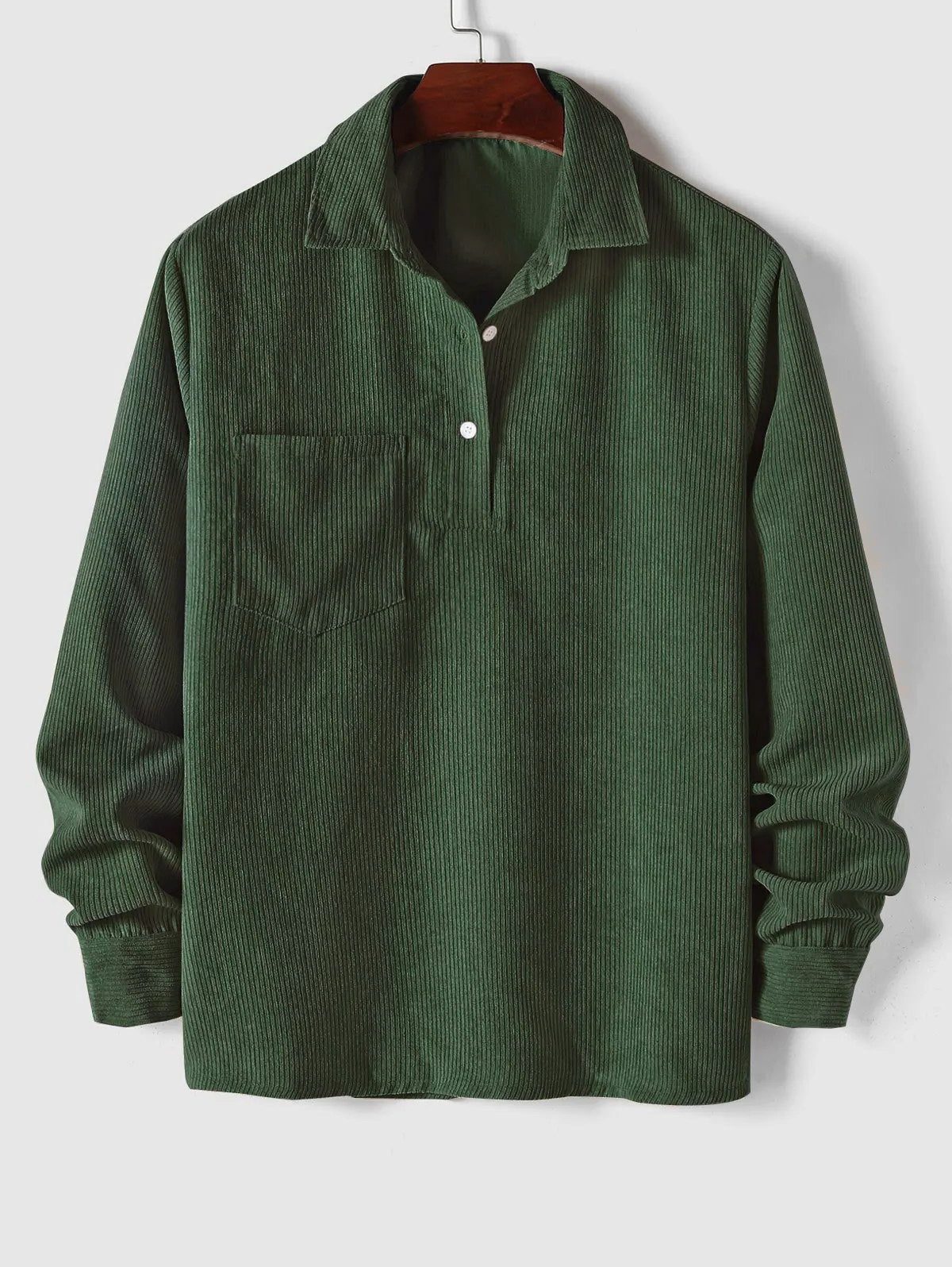 Ribbed Knit Polo Shirt for Men - Army Green