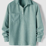 Ribbed Knit Polo Shirt for Men - Light Blue