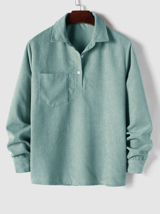 Ribbed Knit Polo Shirt for Men - Light Blue