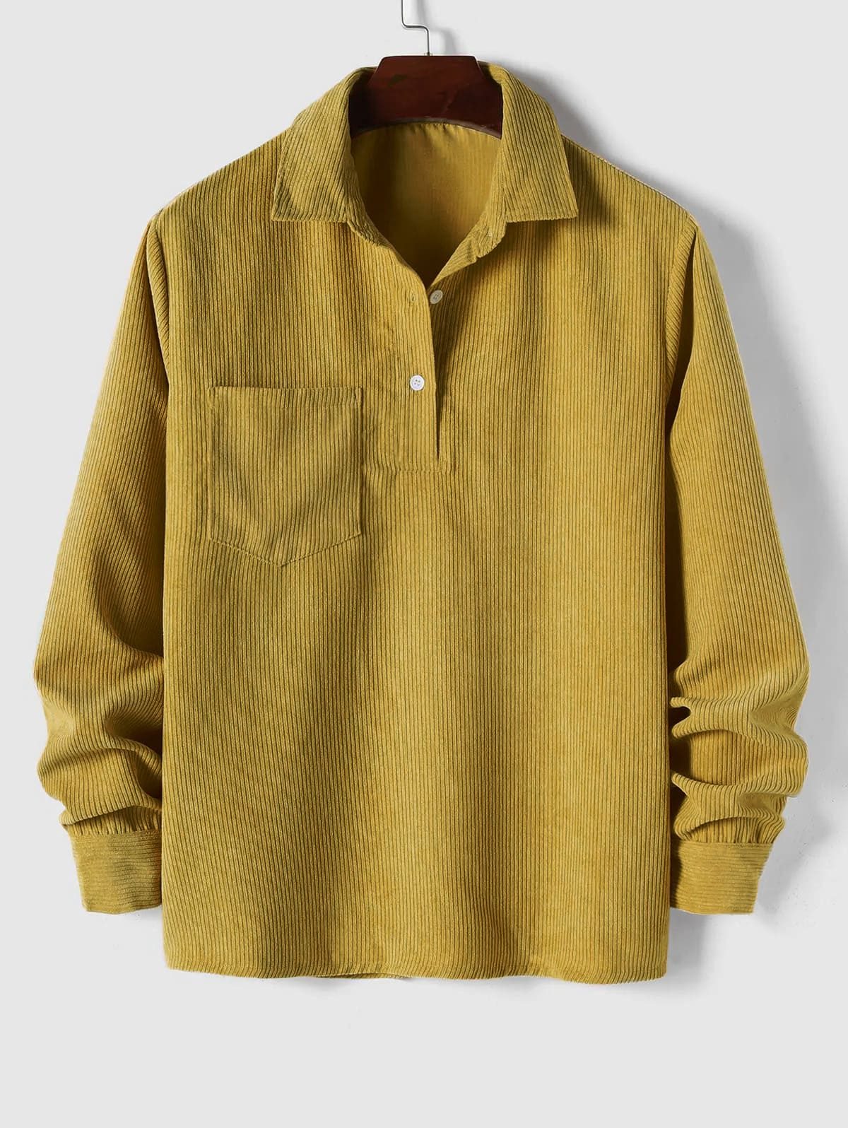 Ribbed Knit Polo Shirt for Men - Yellow