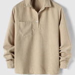 Ribbed Knit Polo Shirt for Men - Khaki