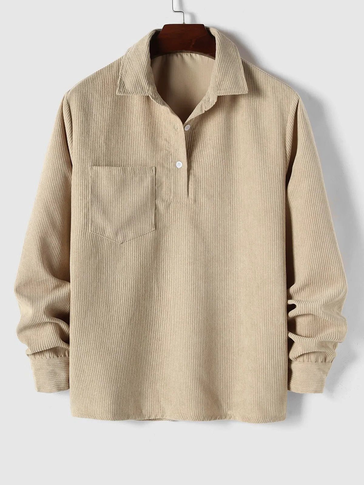Ribbed Knit Polo Shirt for Men - Khaki