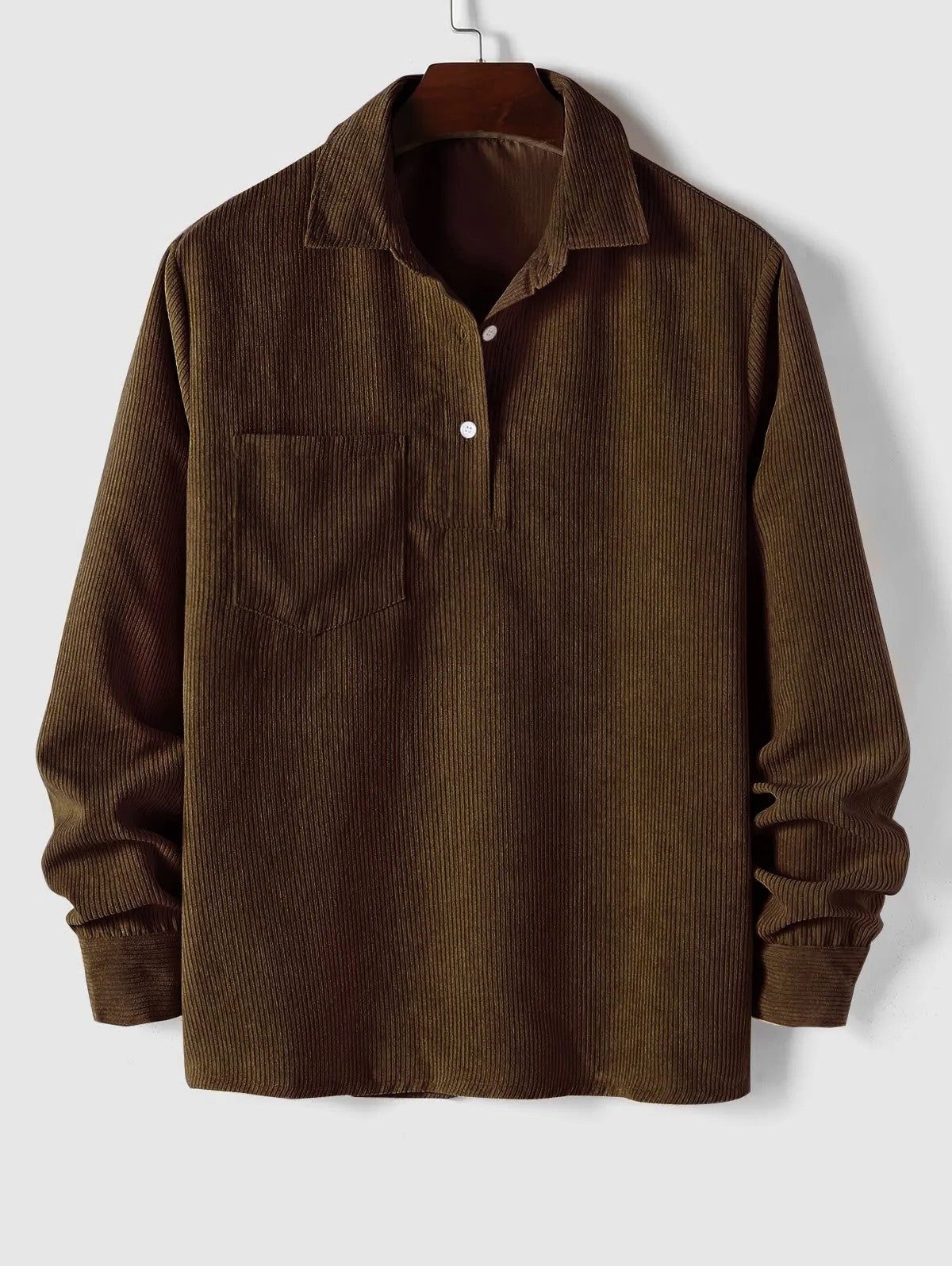 Ribbed Knit Polo Shirt for Men - Dark Brown