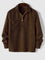Ribbed Knit Polo Shirt for Men - Dark Brown
