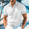 Ribbed Knit Polo Shirt with Contrast Trim for Men - White