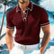 Ribbed Knit Polo Shirt with Contrast Trim for Men - Wine Red