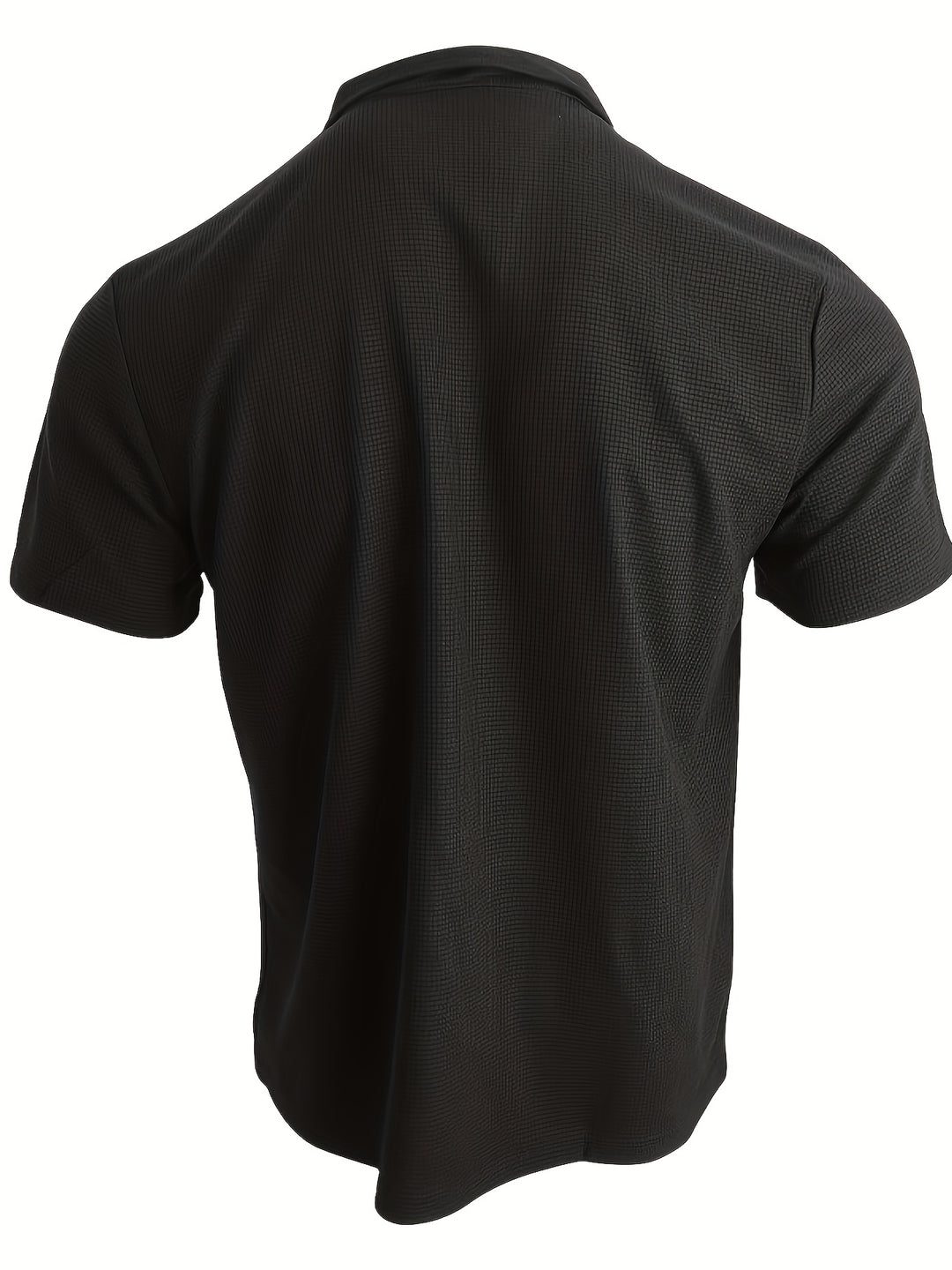 Ribbed Knit Polo Shirt with Spread Collar for Men - View 5