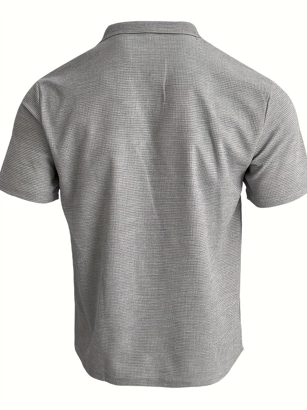 Ribbed Knit Polo Shirt with Spread Collar for Men - View 6