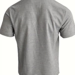 Ribbed Knit Polo Shirt with Spread Collar for Men - View 6