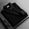 Ribbed Knit Quarter Zip Polo for Men - Black