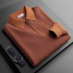 Ribbed Knit Quarter Zip Polo for Men - View 5