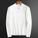 Ribbed Knit Quarter Zip Polo for Men - View 6