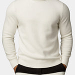 Ribbed Knit Roll Neck Sweater for Men