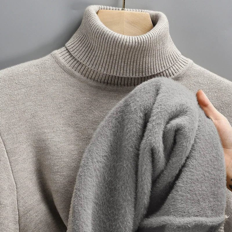 Ribbed Knit Roll Neck Sweater for Men - View 12