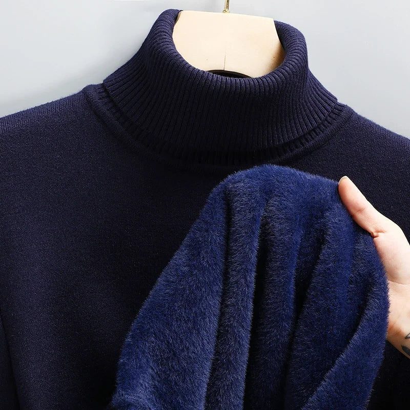 Ribbed Knit Roll Neck Sweater for Men - View 16