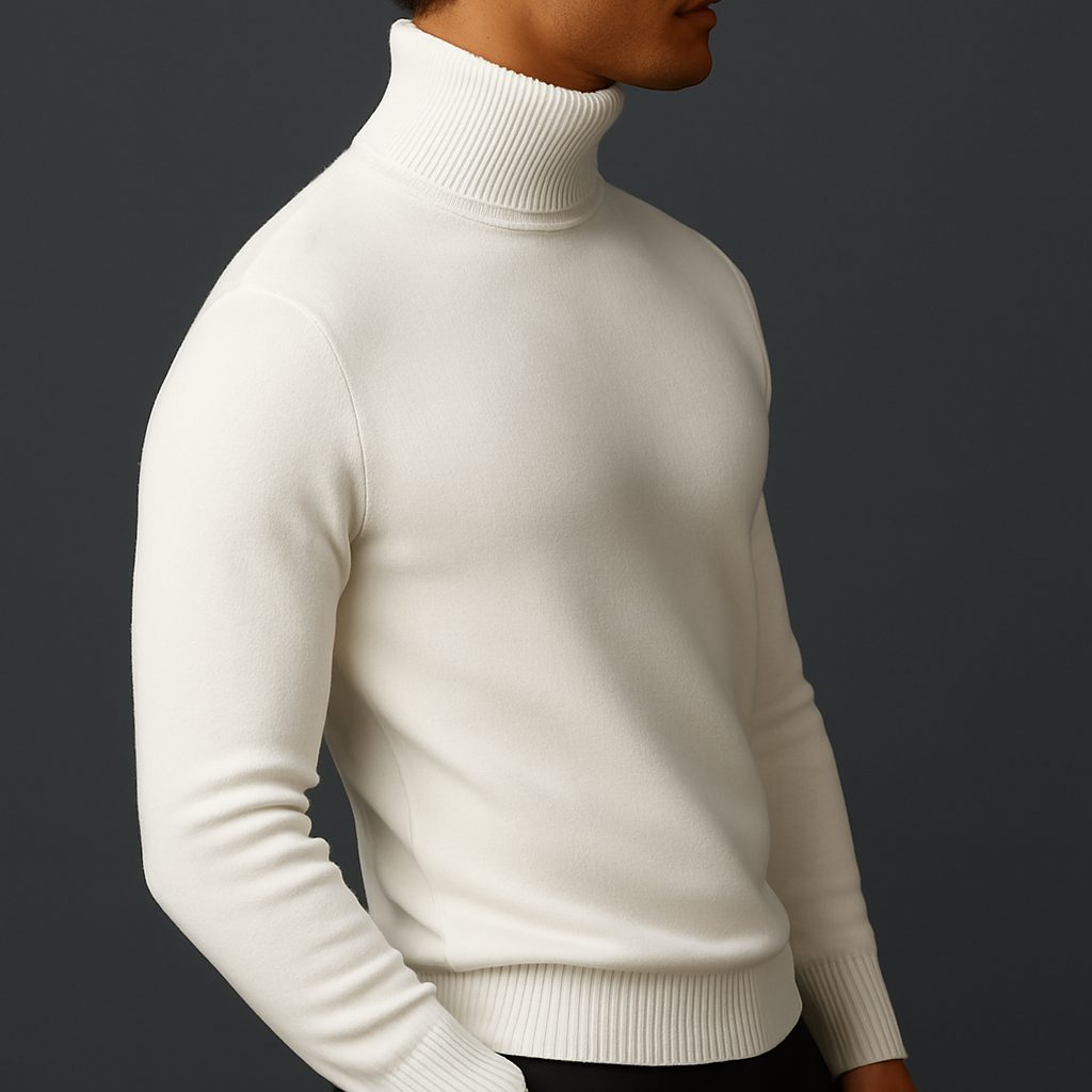 Ribbed Knit Roll Neck Sweater for Men - View 8
