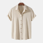 Ribbed Knit Short Sleeve Button-Down Set for Men - View 2