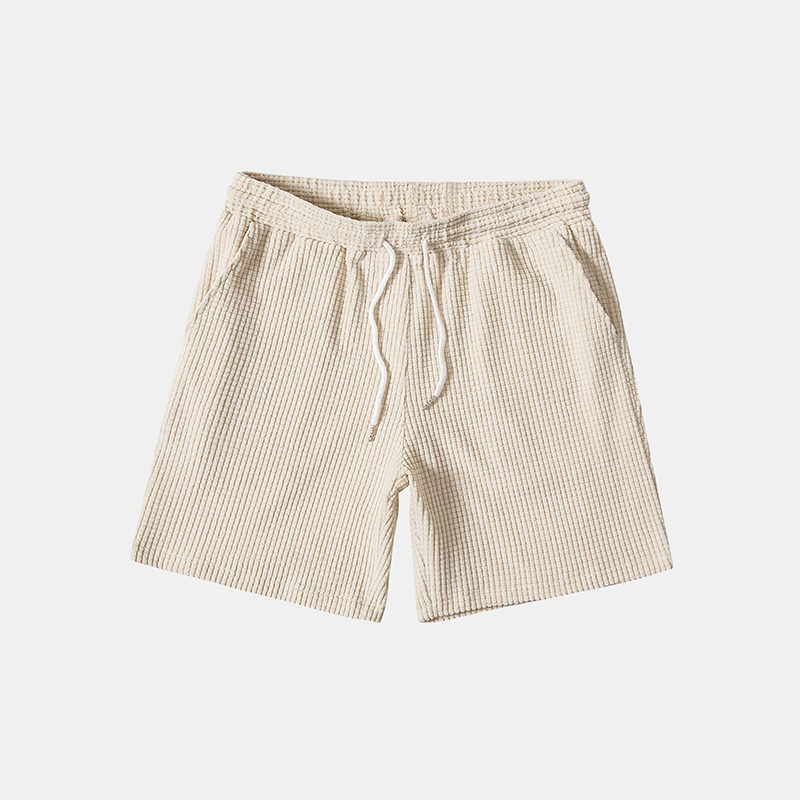 Ribbed Knit Short Sleeve Button-Down Set for Men - View 3