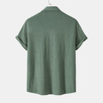 Ribbed Knit Short Sleeve Button-Down Set for Men - View 6