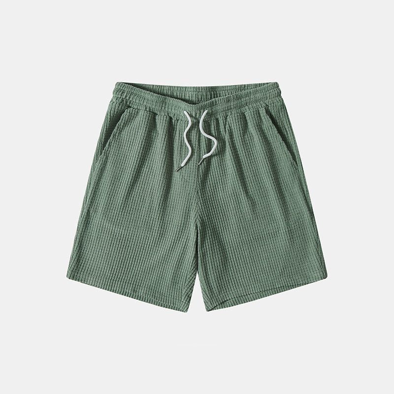 Ribbed Knit Short Sleeve Button-Down Set for Men - View 7