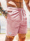 Ribbed Knit Shorts with Welt Pockets for Men - Light Pink