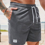 Ribbed Knit Shorts with Welt Pockets for Men - Gray