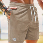 Ribbed Knit Shorts with Welt Pockets for Men - Khaki