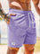 Ribbed Knit Shorts with Welt Pockets for Men - Purple