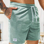 Ribbed Knit Shorts with Welt Pockets for Men - Light Green