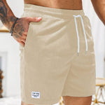 Ribbed Knit Shorts with Welt Pockets for Men - Apricot