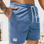 Ribbed Knit Shorts with Welt Pockets for Men - Blue