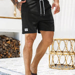 Ribbed Knit Shorts with Welt Pockets for Men - Black
