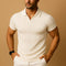 Ribbed Knit Slim Fit Polo Shirt for Men