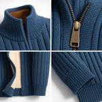 Ribbed Knit Stand Collar Zip Cardigan for Men - View 6