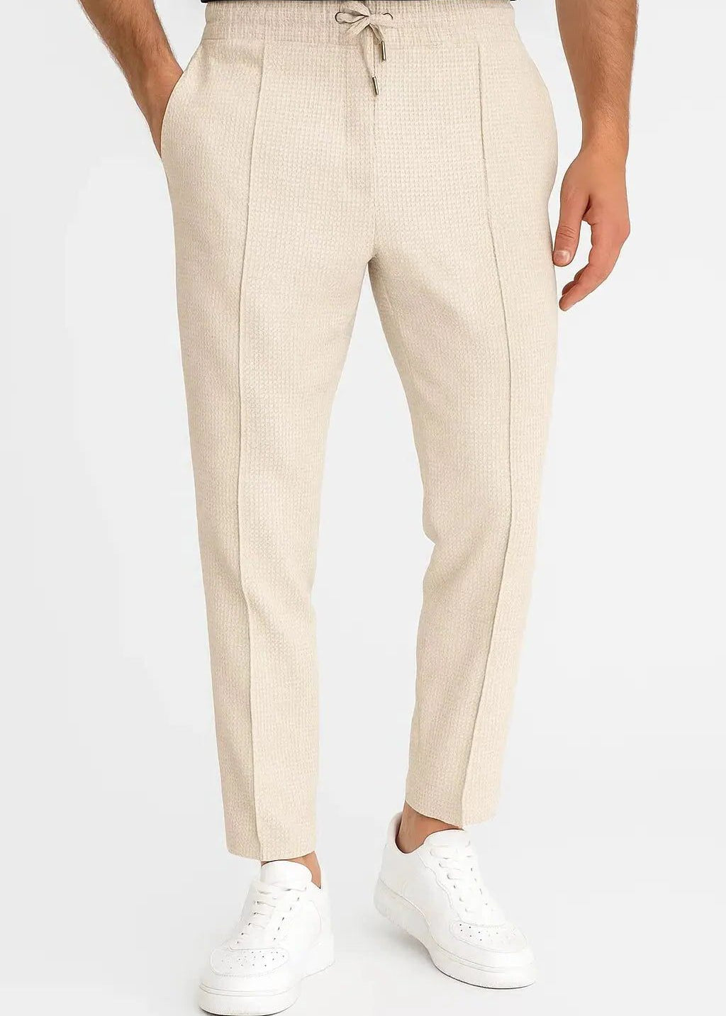 Ribbed Knit Straight Leg Trousers for Men